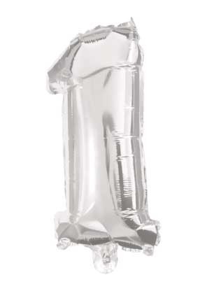 Nummer Mini Nummer 1 Silber Folienballon 33 cm