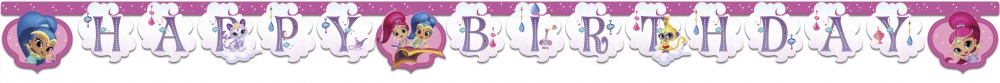 Shimmer and Shine Glitter Happy Birthday Schild