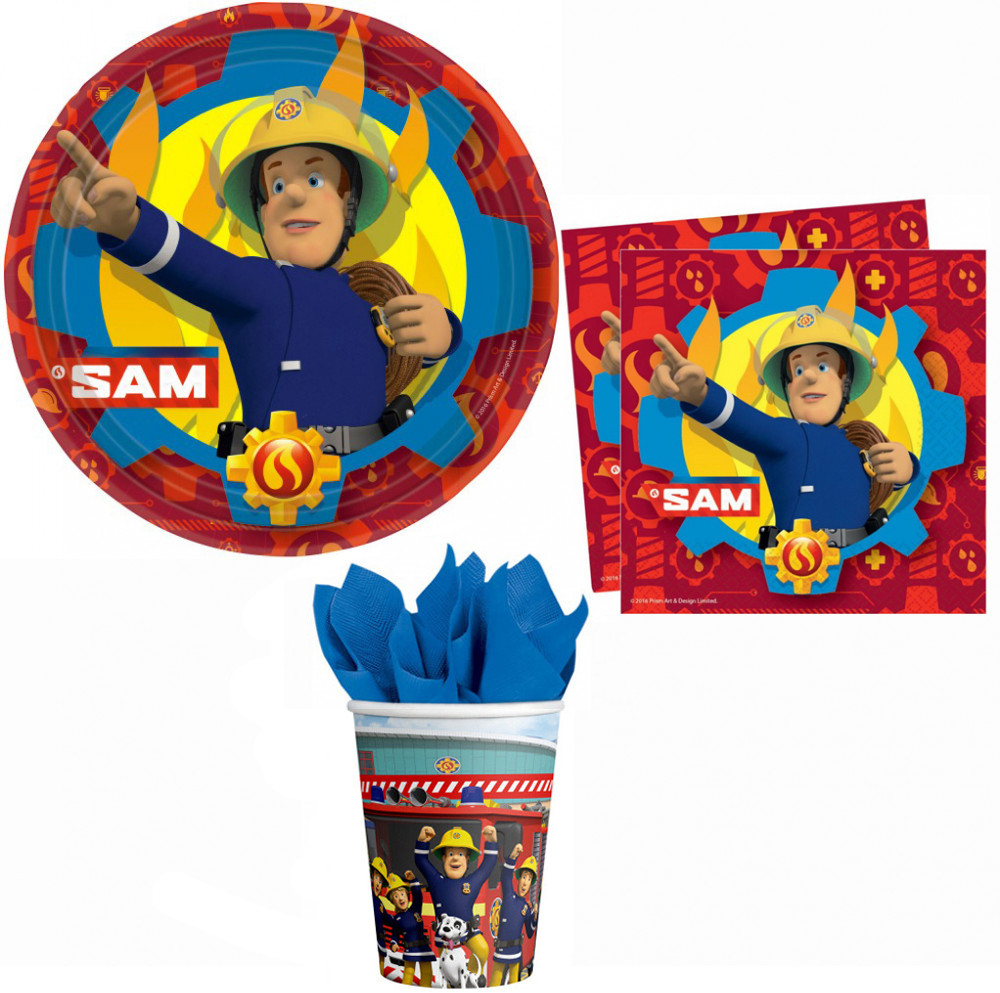 Feuerwehrmann Sam Party-Set mit 36 Teilen und 23 cm Tellern