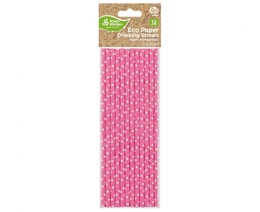 Farbe Pink Dots Rosa Papierstrohhalm 12 Stk