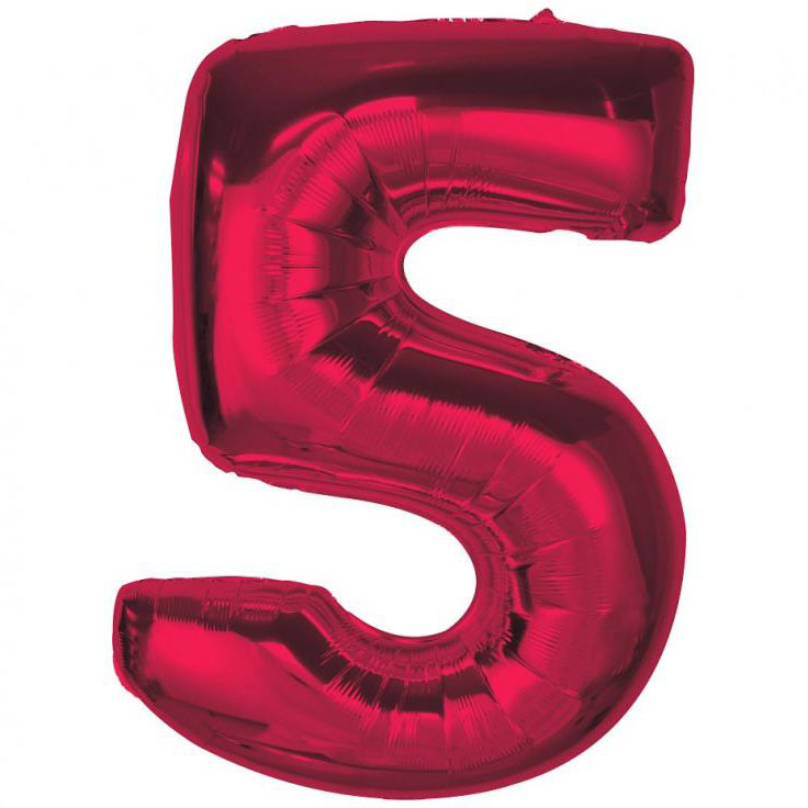 Nummer Red Rote Nummer 5 Folienballon 92 cm