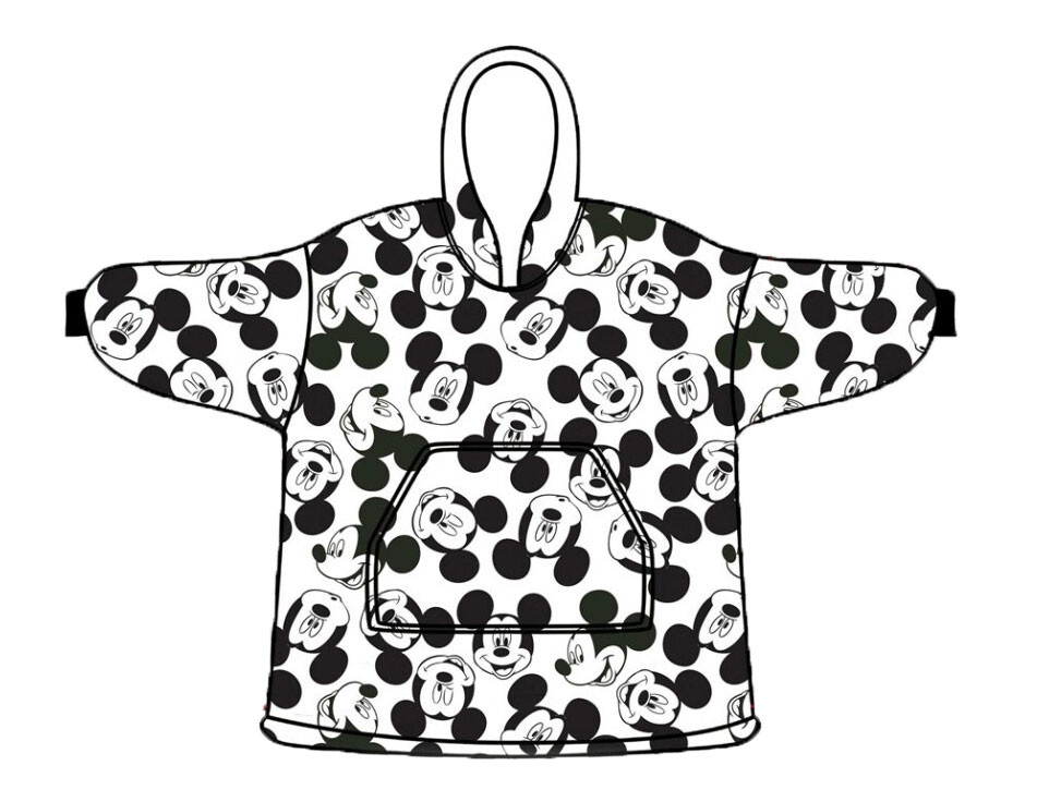 Disney Mickey  Black Anziehbare Plüsch-Fleecedecke, Poncho