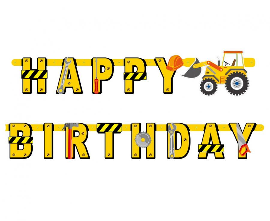 Baustelle Building Blocks Happy Birthday Banner 220 cm