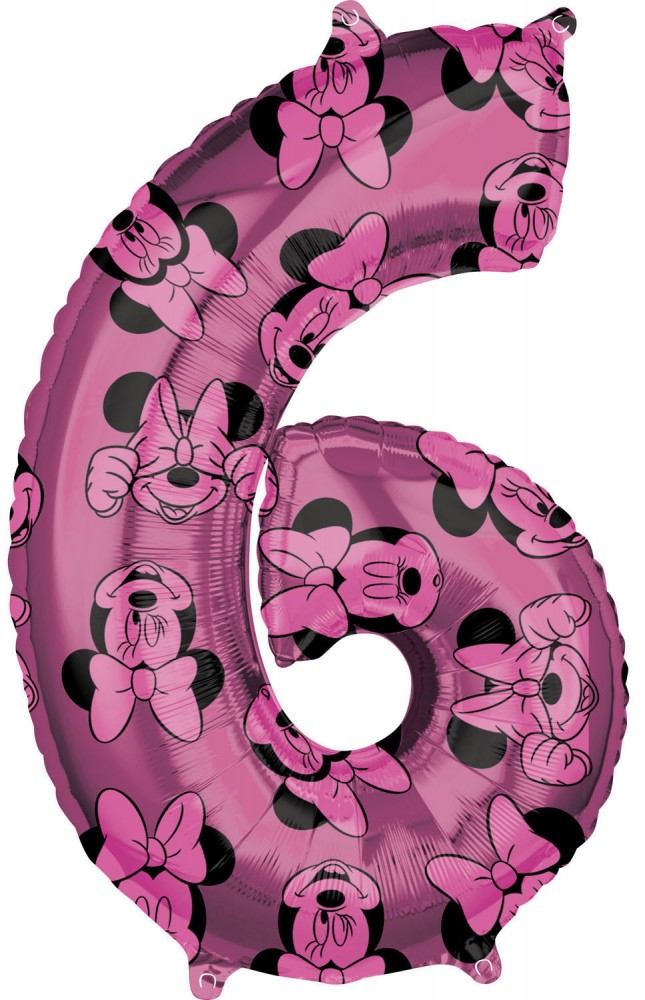 Disney Minnie  Folienballon Nummer 6, 66 cm