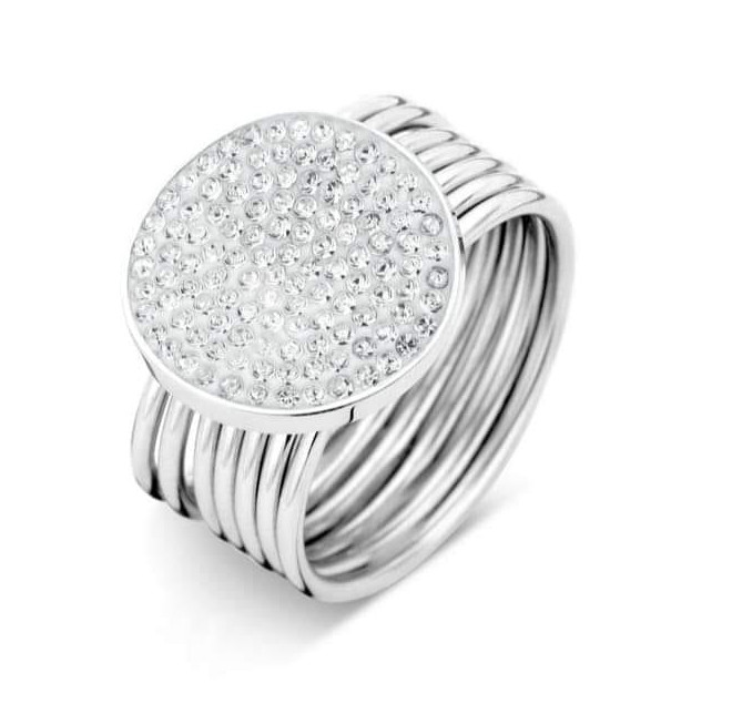 Victoria Silberfarbener Ring mit Weißem Stein