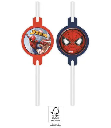 Spiderman Crime Fighter Papierstrohhalm, 4-teiliges Set FSC