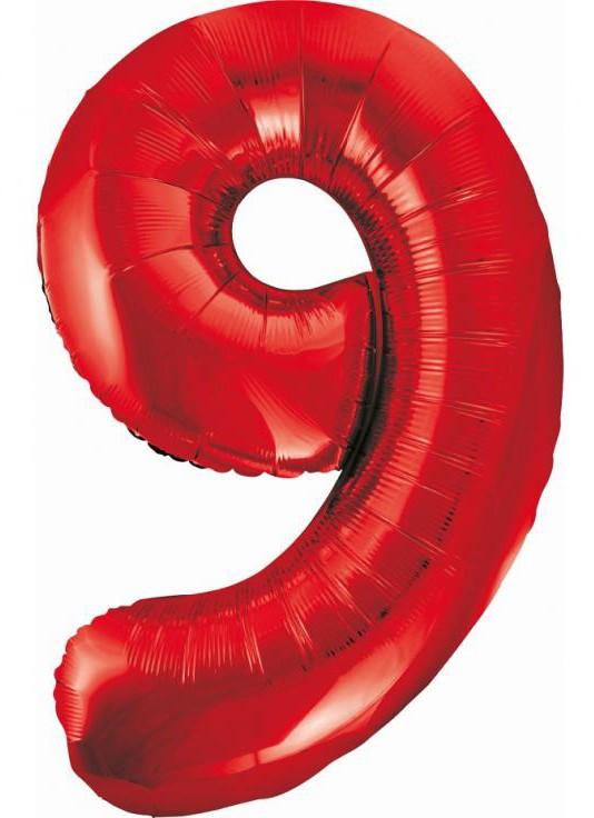 Nummer Red Rote Zahl 9 Folienballon 85 cm