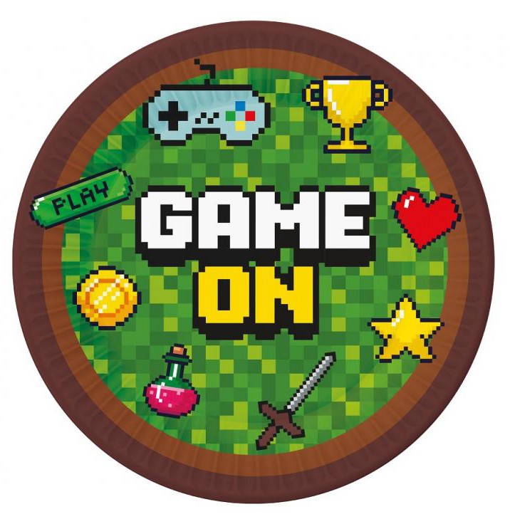 Gamer Game On Spiel Papierteller 6 Stk 23 cm