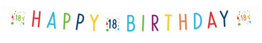 Geburtstag Konfetti Happy Birthday 18 Schild 180 cm