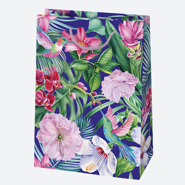 Farbe Birds Blumen Papier Geschenktasche 23x32x11 cm