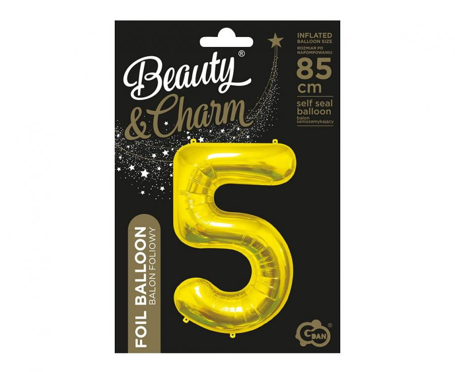 Nummer Gold, Folienballon Nummer 5 85 cm