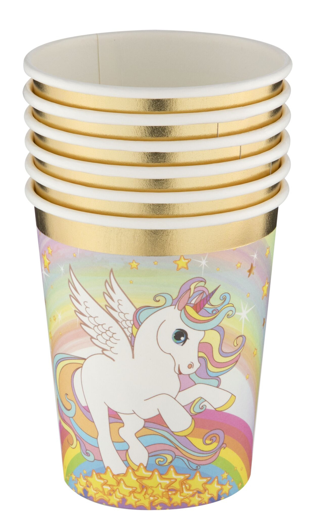 Einhorn Rainbow Pappbecher, 6 Stück, 250 ml