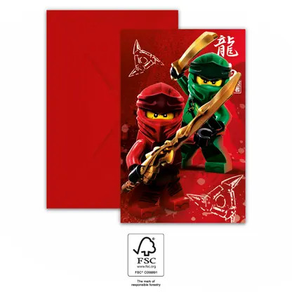 Lego Ninjago party Einladung 6 Stk FSC