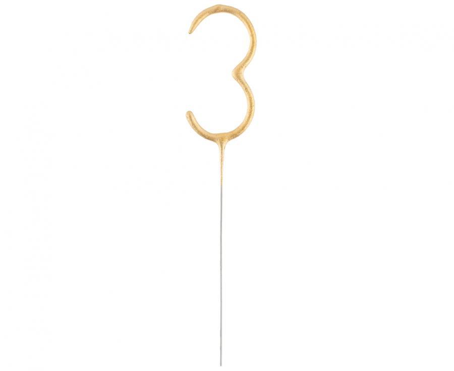 Nummer Gold Goldene Zahl 3 Wunderkerze 17 cm