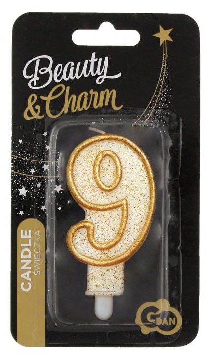 Nummer Gold Goldene glitzernde Nummer 9 Kerze, Tortekerze