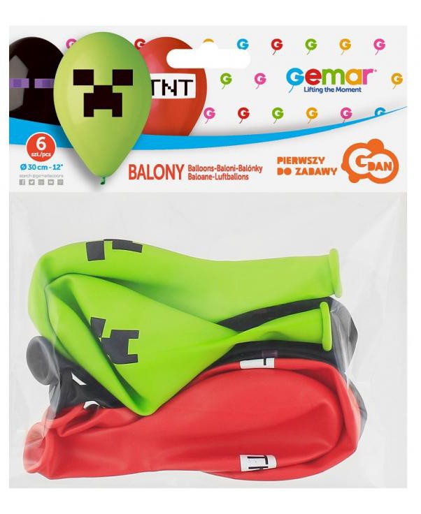 Minecraft TNT Partyballon, 6 Stk 12 Zoll (30 cm)