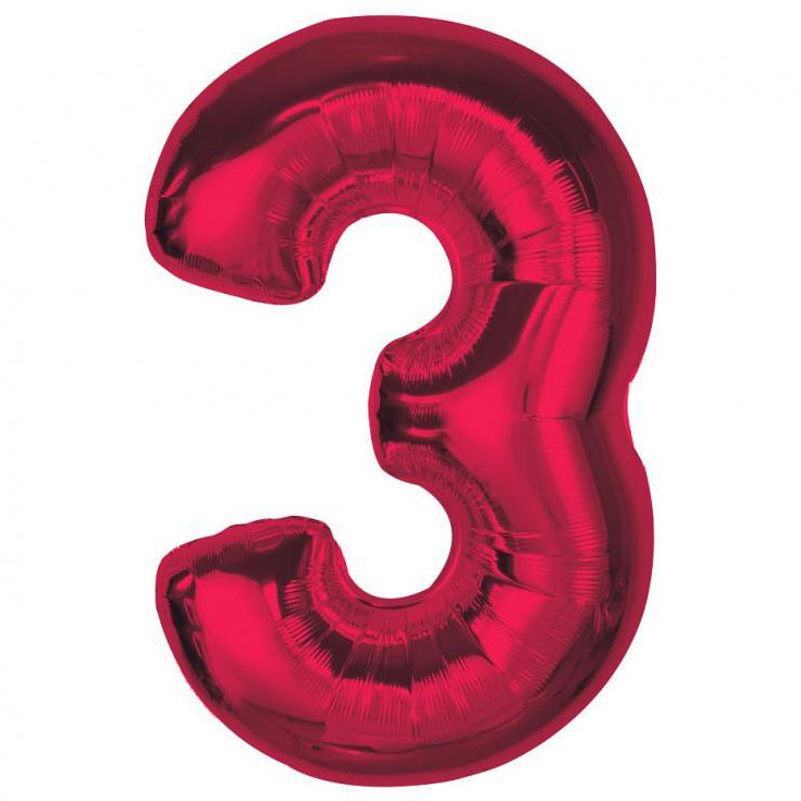 Nummer Red Rote Nummer 3 Folienballon 92 cm