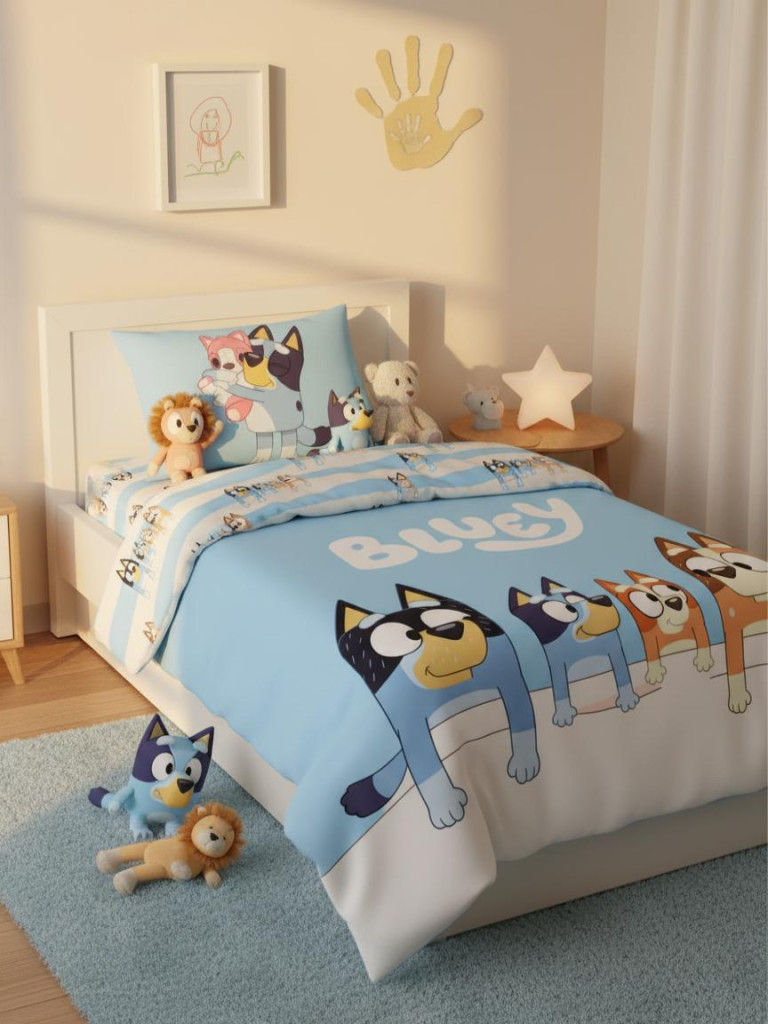 Bluey Family Bettwäsche 140×200cm, 70x90 cm