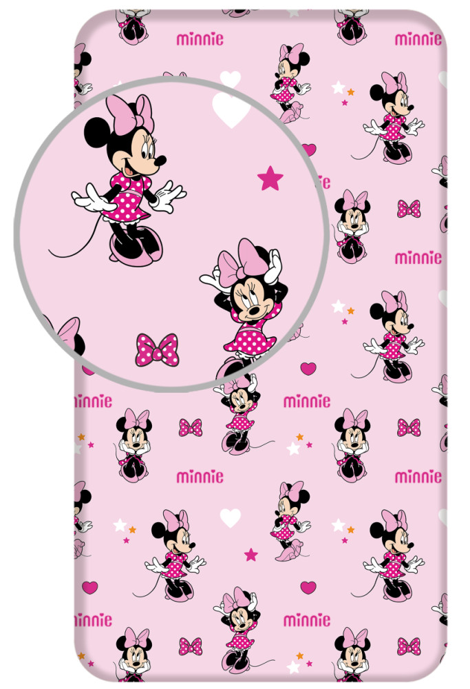 Disney Minnie  Pretty in Pink Gummispannbetttuch 90x200 cm