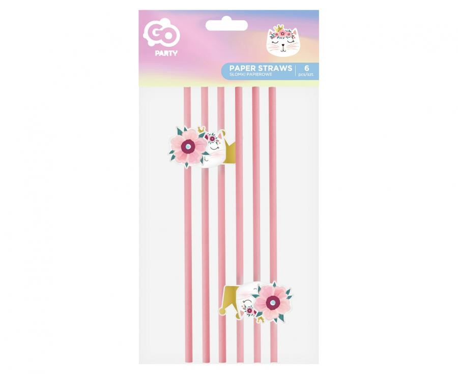 Katze Sleepy Papiertrohhalm 6er-Set