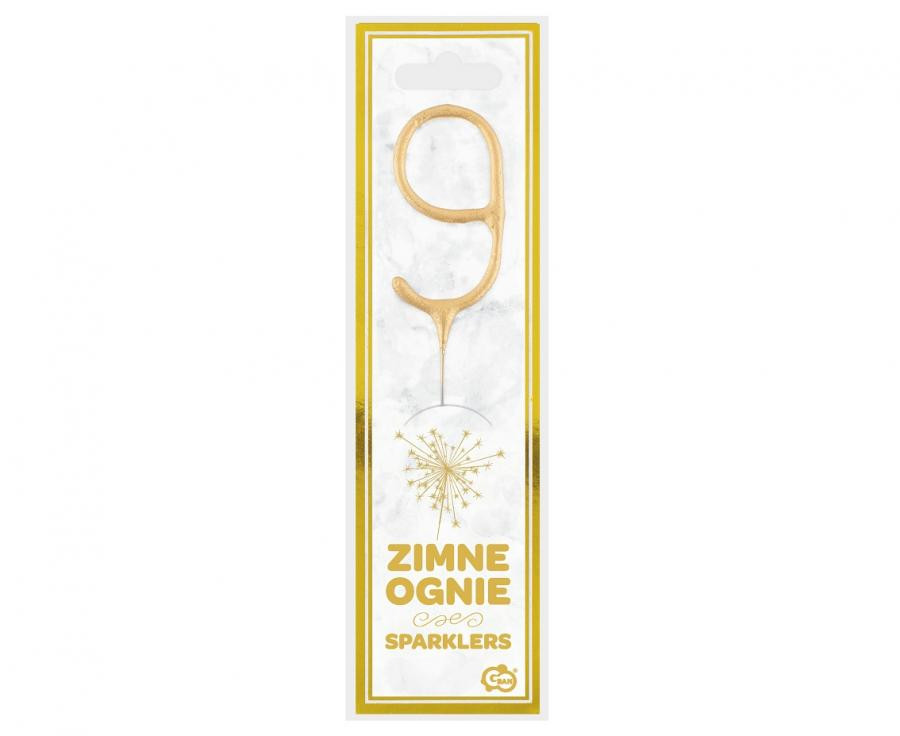 Nummer Gold Goldene 9er Wunderkerze 17 cm