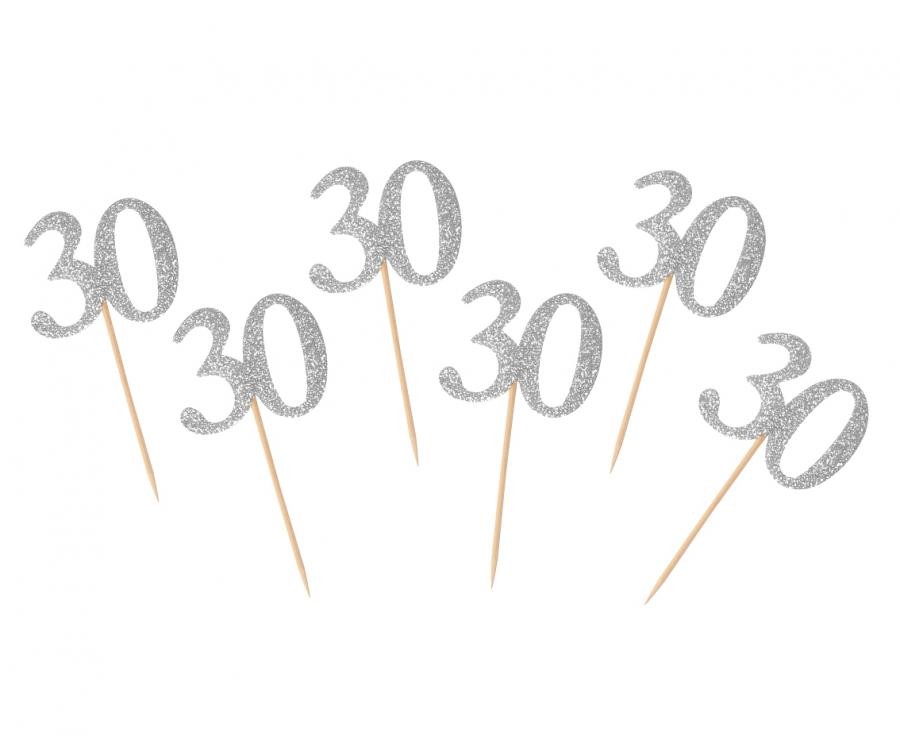 Geburtstag Silver Silber 30 Dekorative Stäbchen 6er-Set