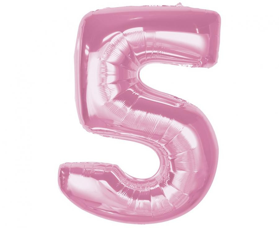 Nummer Light Pink Rosa Nummer 5 Folienballon 92 cm