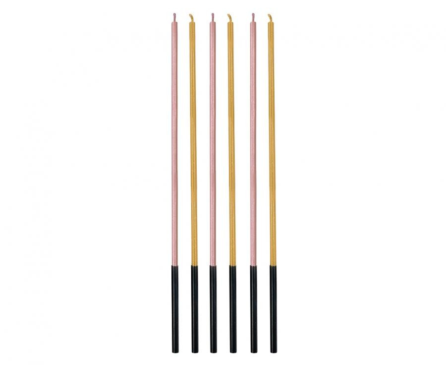Farbe Metallic Pink, Rosa Tortenkerze, Kerzenset, 6-teilig