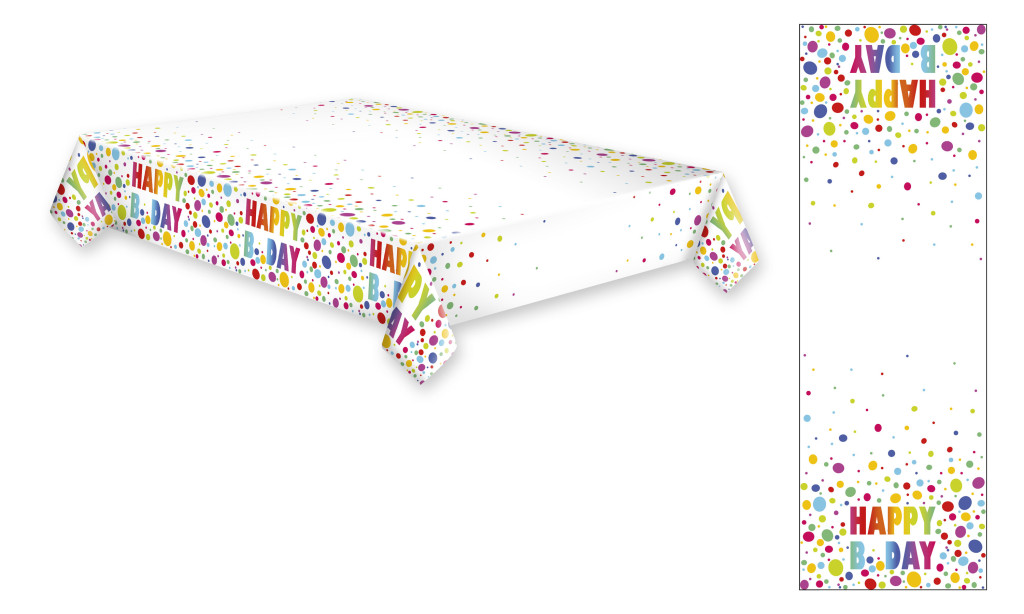 Geburtstag Dots Happy Birthday Papier Tischdecke 120x180 cm