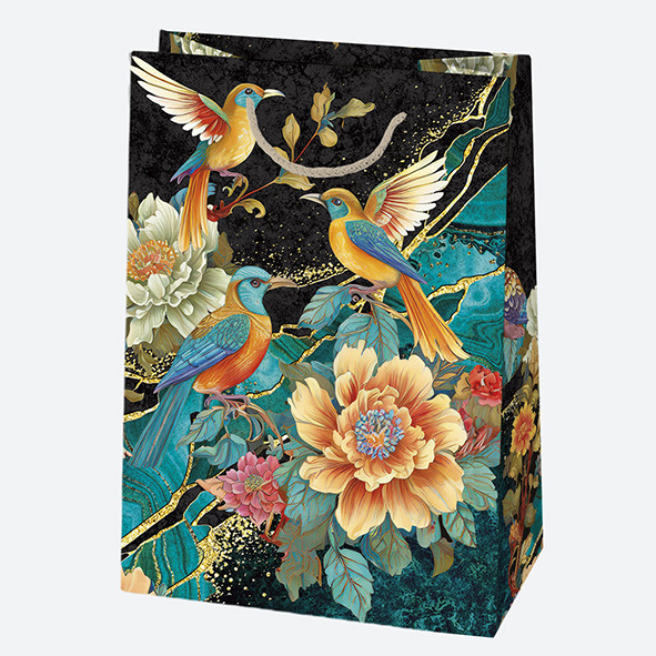 Farbe Birds Blumen Papier Geschenktasche 23x32x11 cm