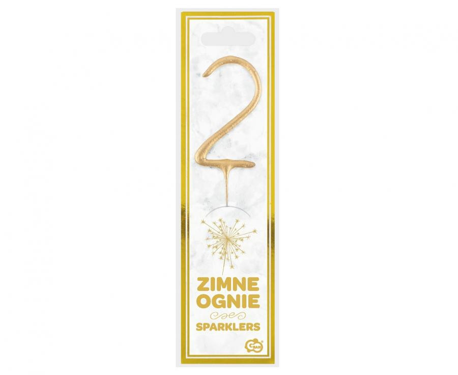 Nummer Gold Goldene Nummer 2 Wunderkerze 17 cm