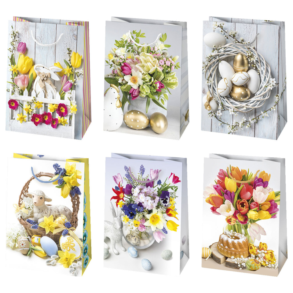 Ostern Flowers Papiergeschenktasche 23x32x11 cm