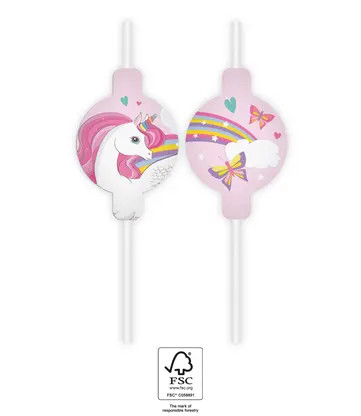 Einhorn Rainbow Colors Papierstrohhalm, 4er-Set FSC