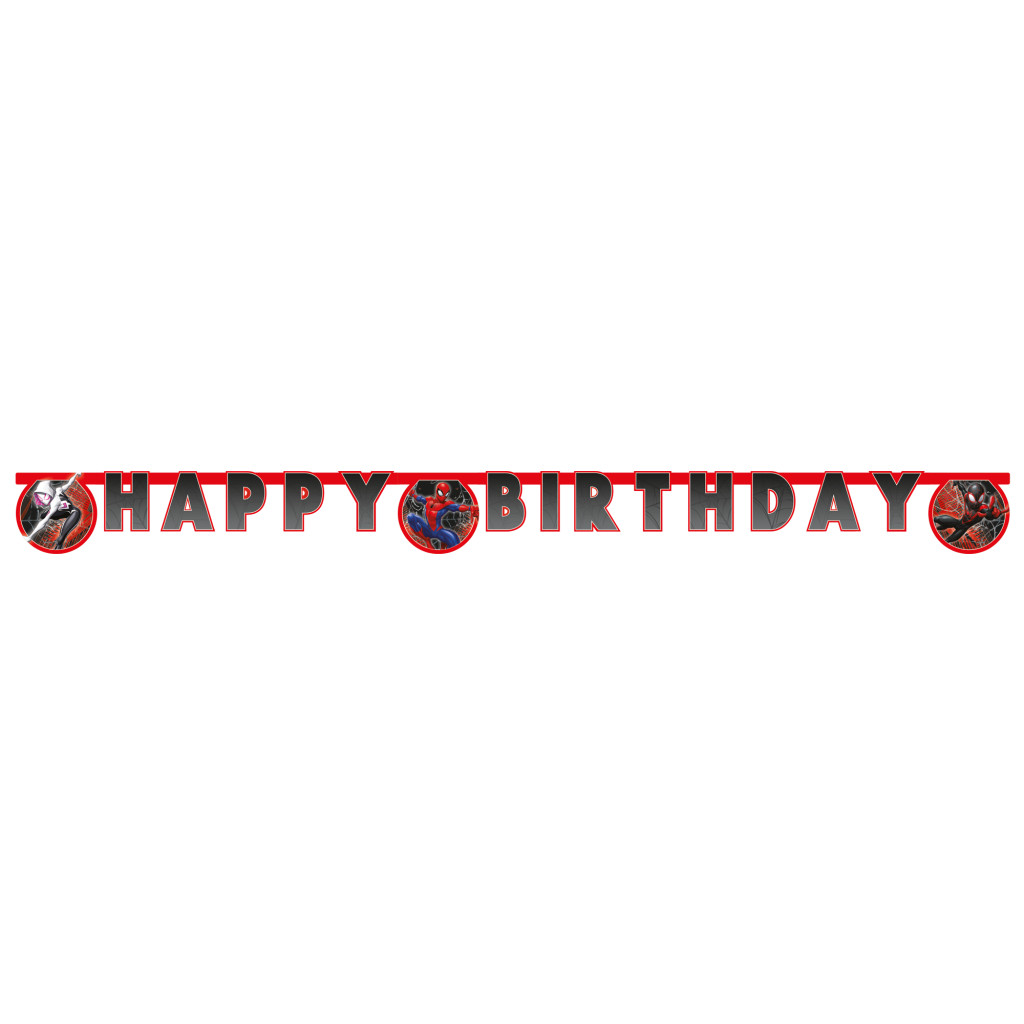 Spiderman World of Webs Happy Birthday Schild FSC 2 m