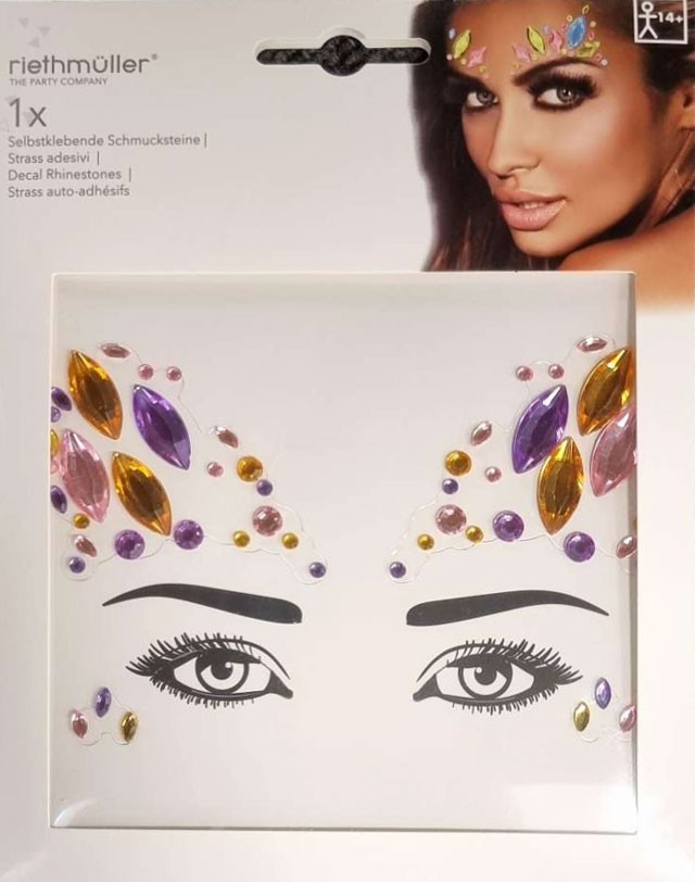Party Gesichtstattoo mit selbstklebenden Strasssteinen