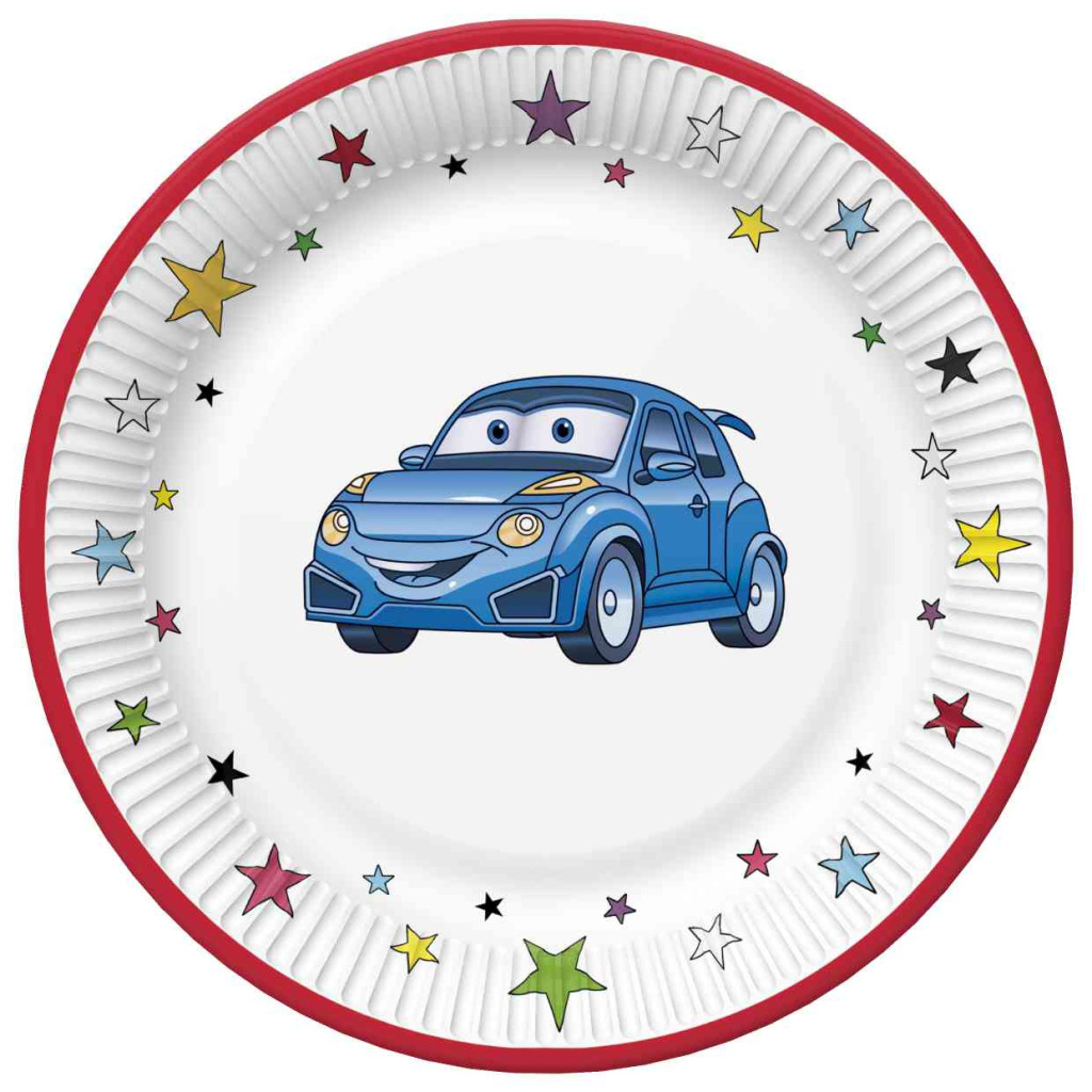 Wagen Cartoon Papierteller 8 Stk 22,7 cm