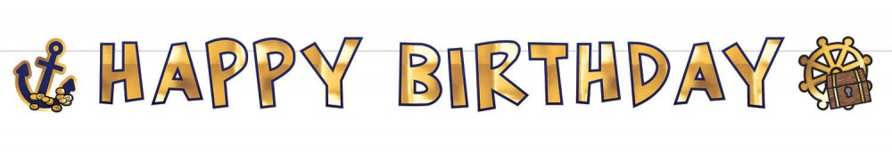 Pirat Map Happy Birthday Schriftzug 180 cm