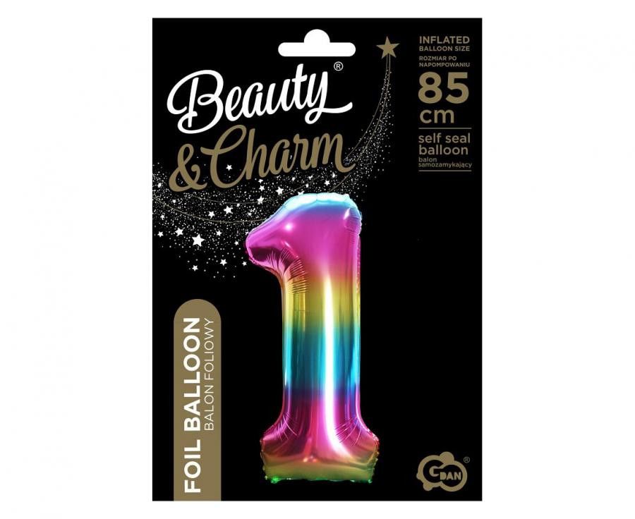 Nummer Rainbow Regenbogen Nummer 1 Folienballon 85 cm