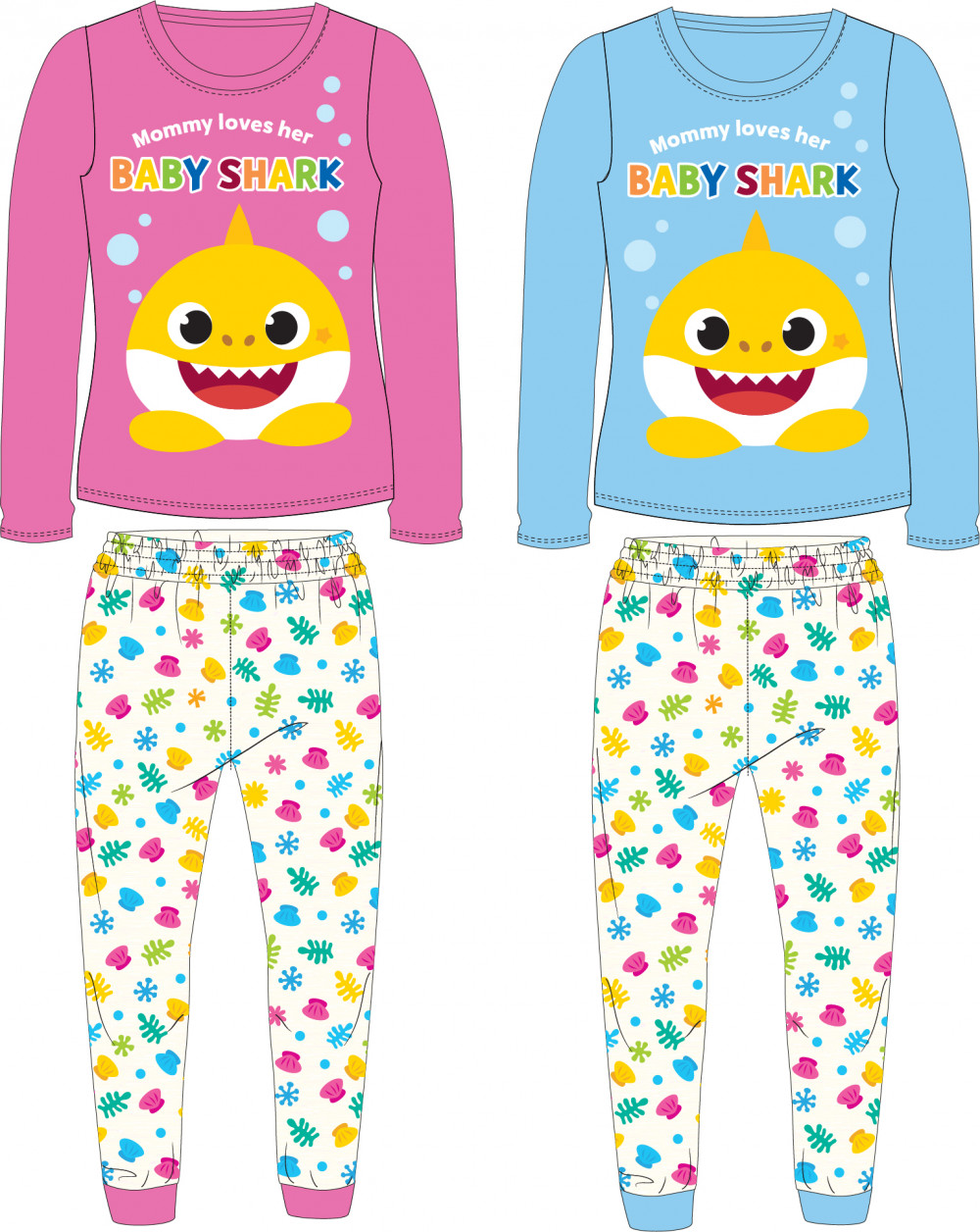 Baby Shark Kinder lange Pyjama 92-116 cm