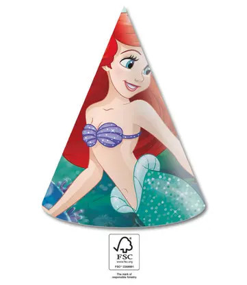 Disney Prinzessin Ariel Curious Partyhut, Dreispitz 6 Stk. FSC