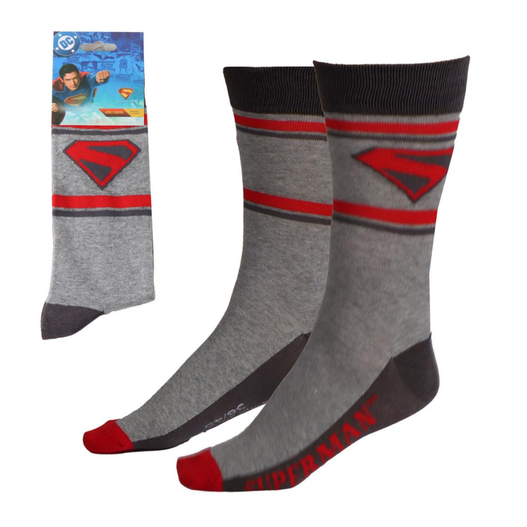 Superman Grey Light Erwachsen lange Socken 38/45