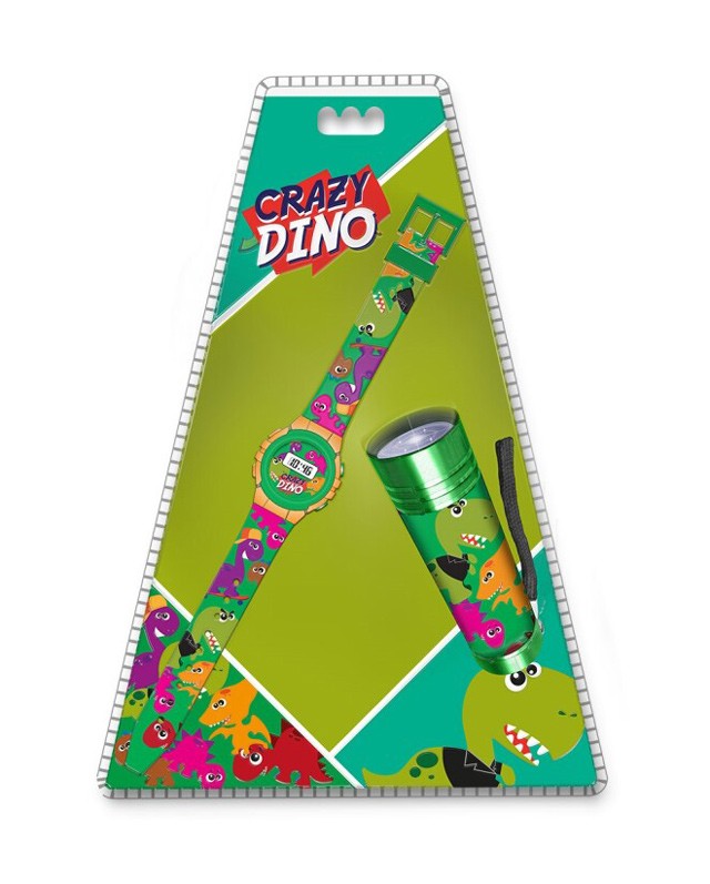 Dinosaurier Crazy digitales Uhr + Taschenlampen Set