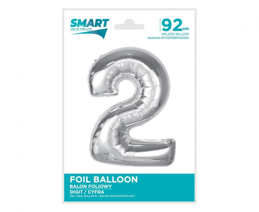Nummer Silver Silberne Nummer 2 Folienballon 92 cm