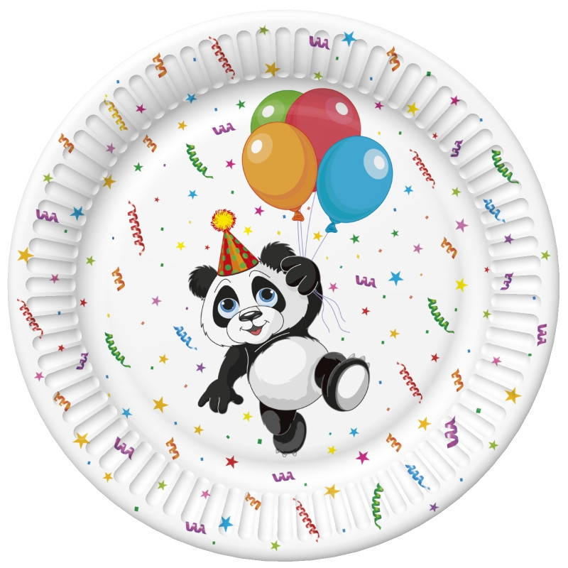 Tiere Funny Panda Papierteller, 8 Stück, 22,7 cm Tiere Funny Panda Papierteller, 8 Stück, 22,7 cm