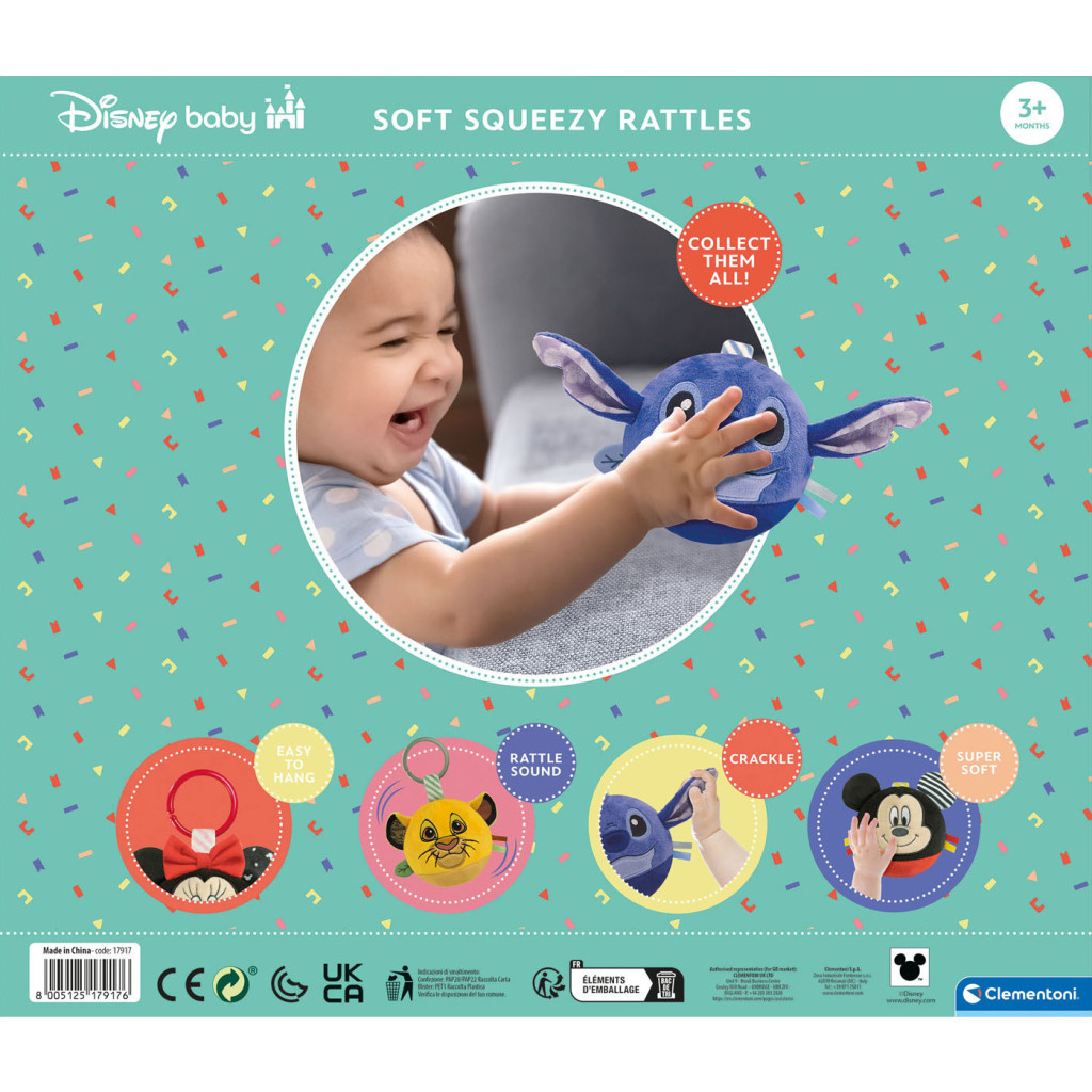 Disney Lilo und Stitch Plüschballfigur, Babyrassel Clementoni