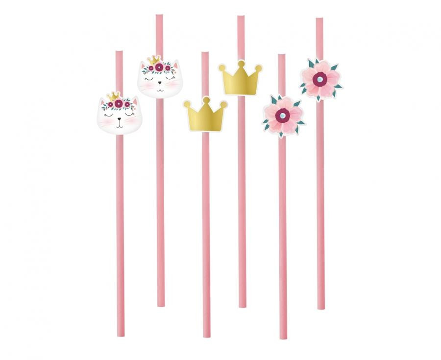 Katze Sleepy Papiertrohhalm 6er-Set