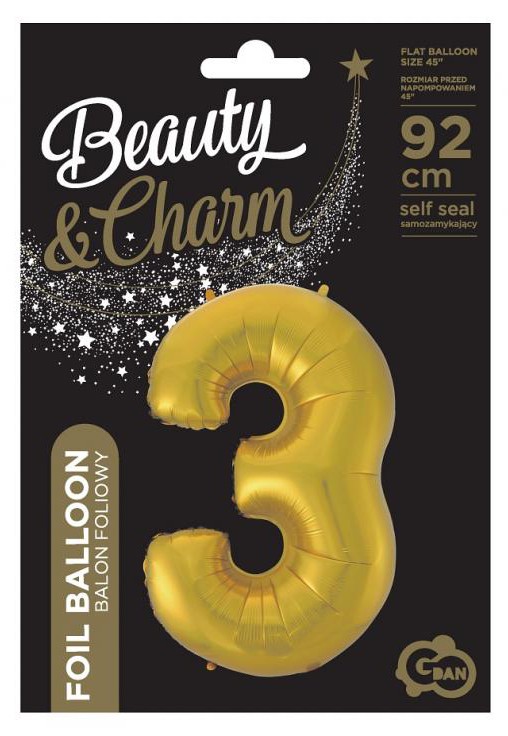 Nummer Gold Mat Goldene Nummer 3 Folienballon 92 cm