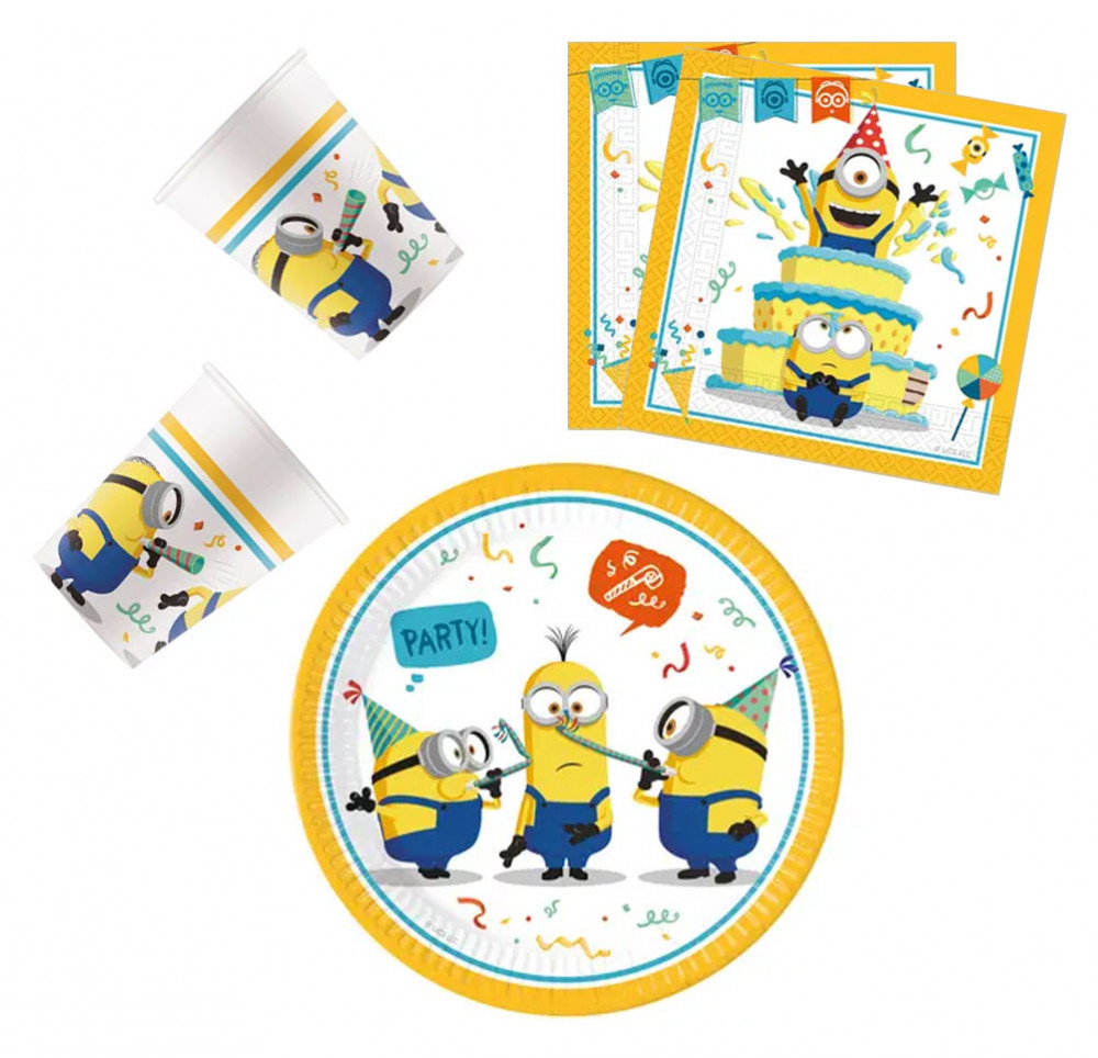 Minions The Rise of Gru Party-Set mit 36 Teilen und 23 cm Teller