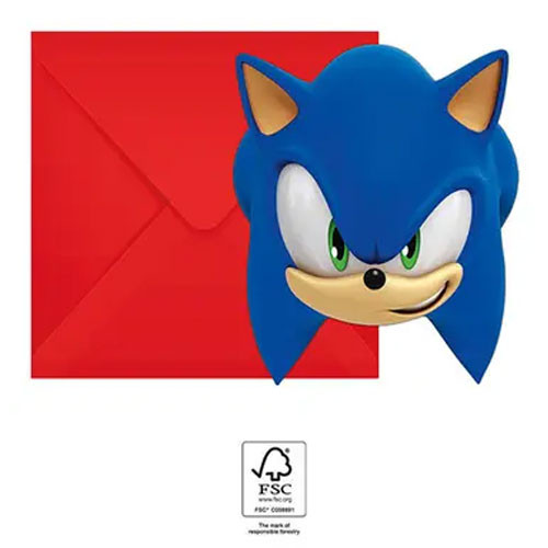 Sonic the Hedgehog Sega Sonic the Hedgehog Party-Einladung 6 Stk FSC