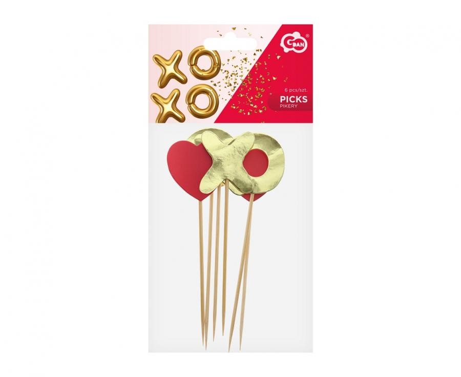 Liebe XOXO Red XOXO dekorativer Stab, 6er-Pack